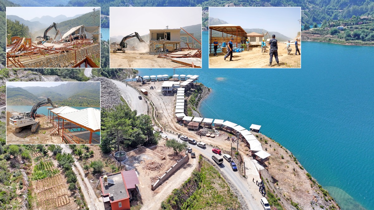 Ruhsatsız Çardaklar ve Betonarme İnşaat yıkıldı